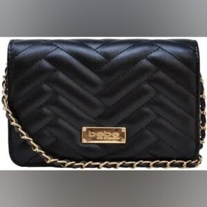 Bebe Black Quilted Chain Bag